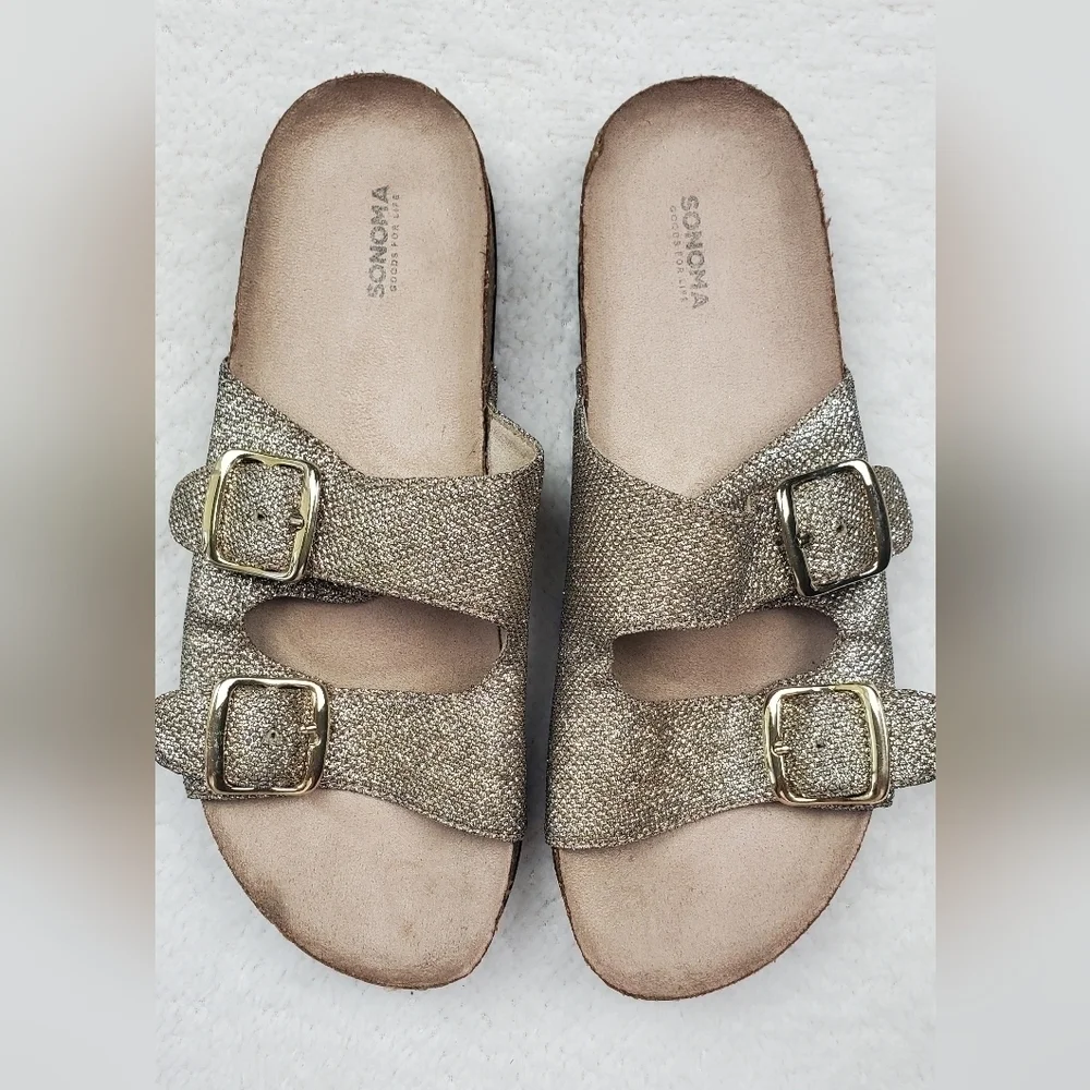 Sparkly Gold  Sonoma Women's slides footbed Size8.5‎ M